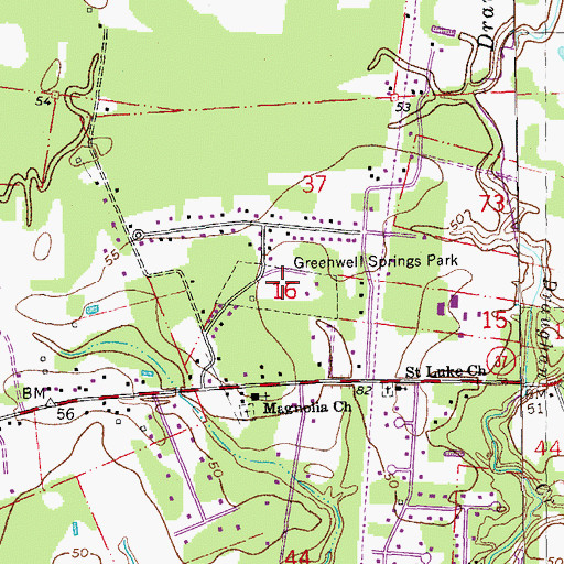 Topographic Map of Greenwell Springs Park, LA