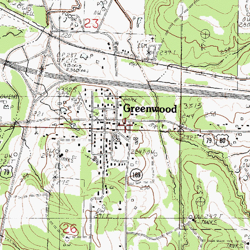 Topographic Map of Greenwood, LA