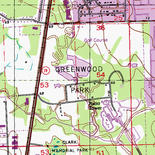 Topographic Map of Greenwood Park, LA
