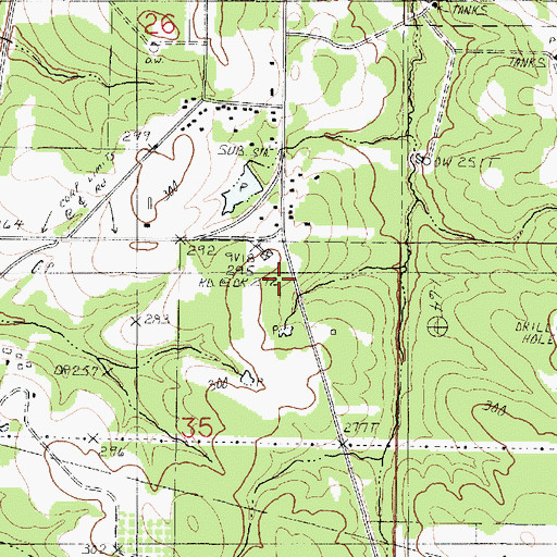 Topographic Map of Greenwood School, LA