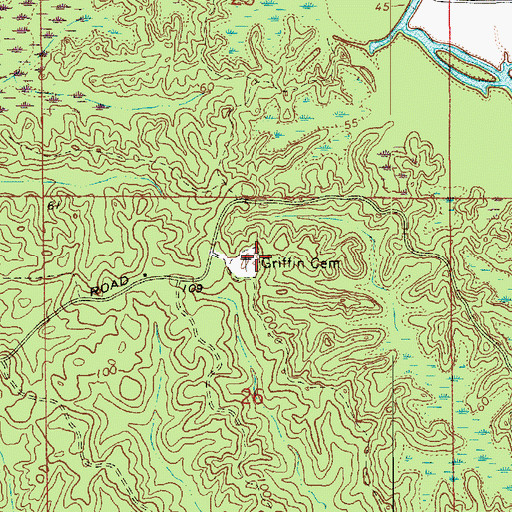 Topographic Map of Griffin Cemetery, LA