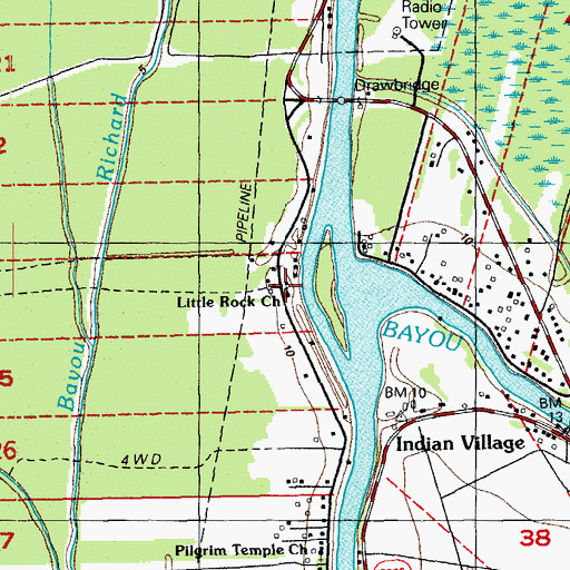 Topographic Map of Grosse Tete Bay School, LA