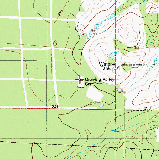 Topographic Map of Growing Valley Cemetery, LA
