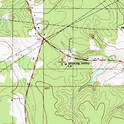 Topographic Map of Growing Valley School, LA