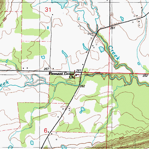 Topographic Map of Pleasant Grove Church, AR