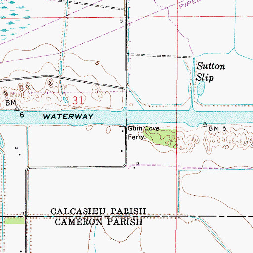 Topographic Map of Gum Cove Ferry, LA