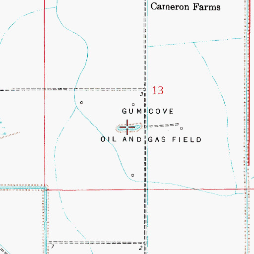 Topographic Map of Gum Cove Oil and Gas Field, LA