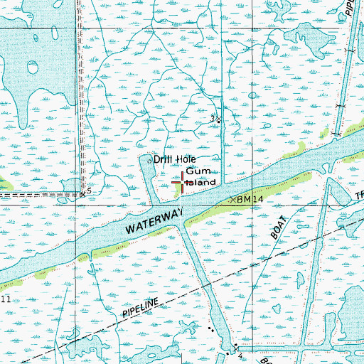 Topographic Map of Gum Island, LA