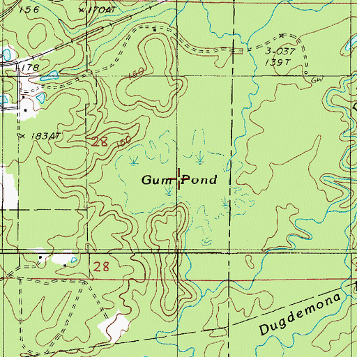 Topographic Map of Gum Pond, LA