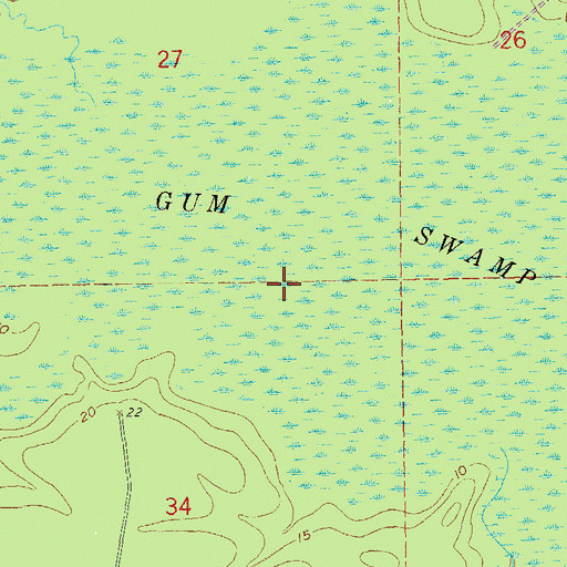 Topographic Map of Gum Swamp, LA