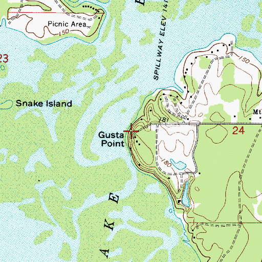 Topographic Map of Gusta Point, LA