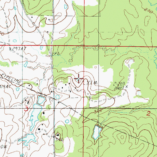 Topographic Map of Guy Cemetery, LA