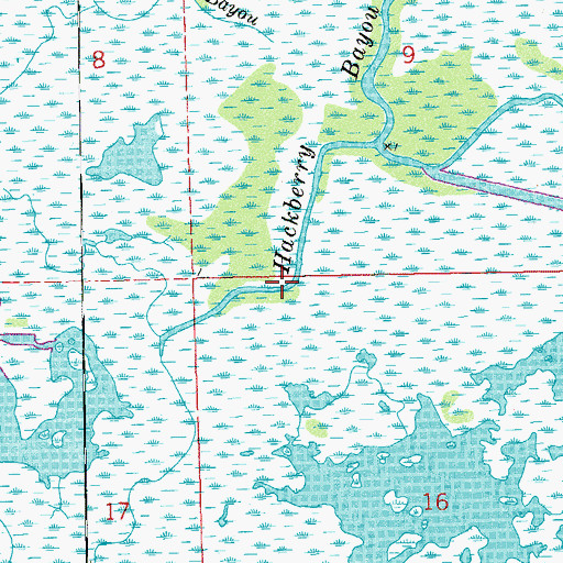 Topographic Map of Hackberry Bayou, LA