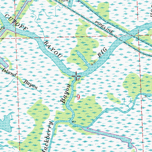 Topographic Map of Hackberry Bayou, LA