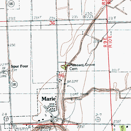Topographic Map of Pleasant Grove Church, AR
