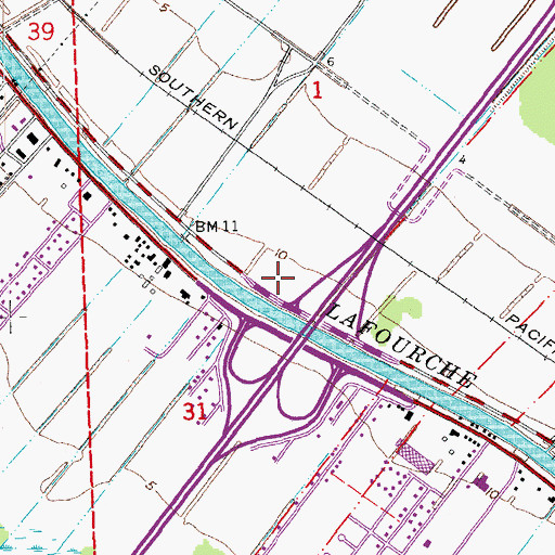 Topographic Map of Hadley Cemetery, LA