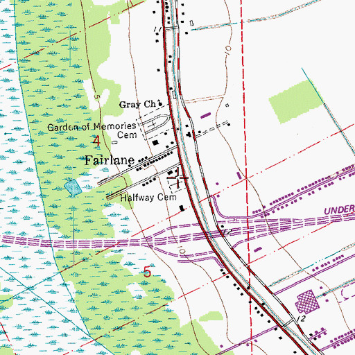 Topographic Map of Halfway Cemetery, LA