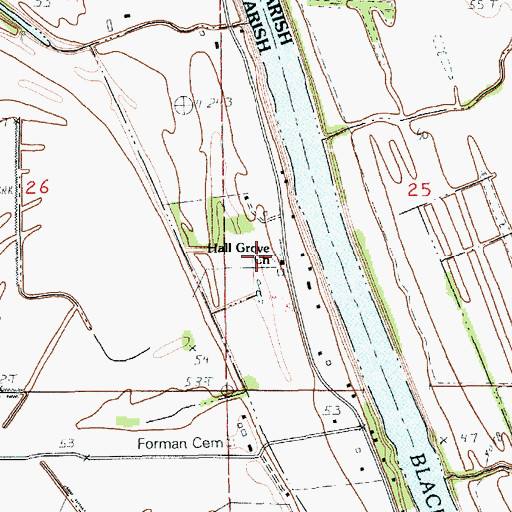 Topographic Map of Hall Grove Church, LA