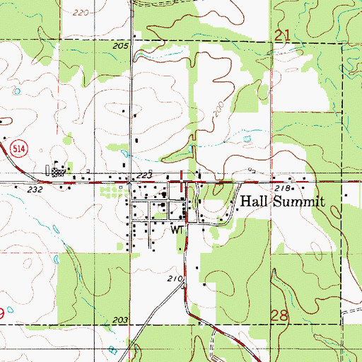 Topographic Map of Hall Summit, LA