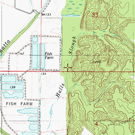 Topographic Map of Halls Slough, LA