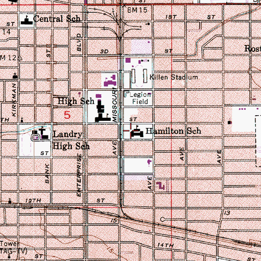 Topographic Map of Hamilton Christian Academy School, LA