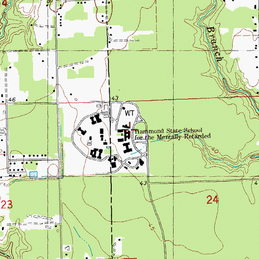 Topographic Map of Northlake Supports and Services Center, LA