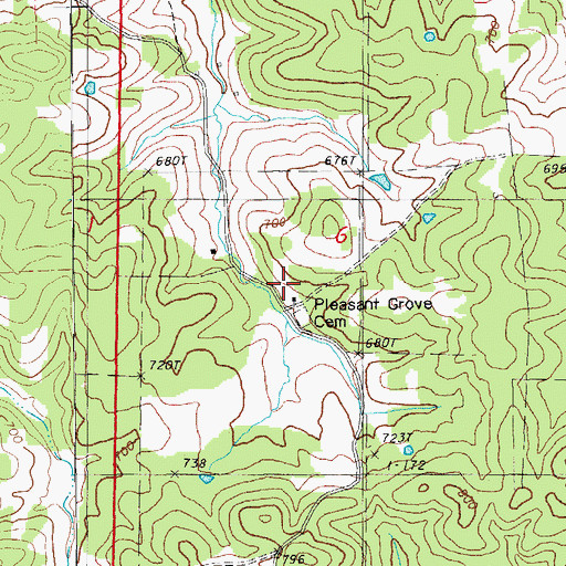 Topographic Map of Pleasant Grove Church, AR
