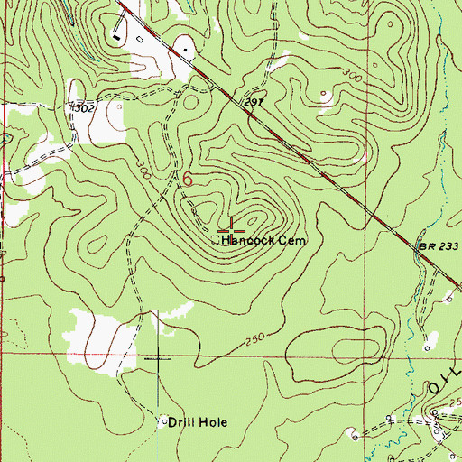 Topographic Map of Hancock Cemetery, LA