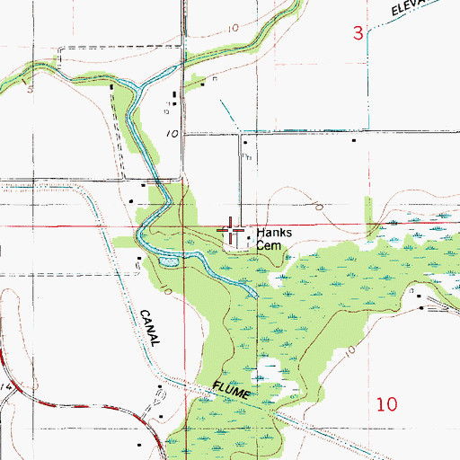 Topographic Map of Hanks Cemetery, LA