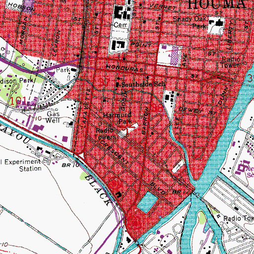 Topographic Map of Harmond Park, LA