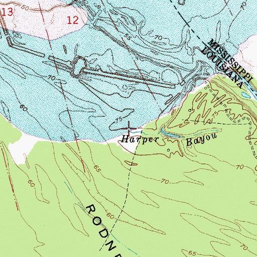 Topographic Map of Harper Bayou, LA