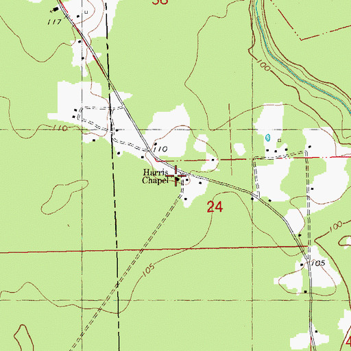 Topographic Map of Harris Chapel, LA