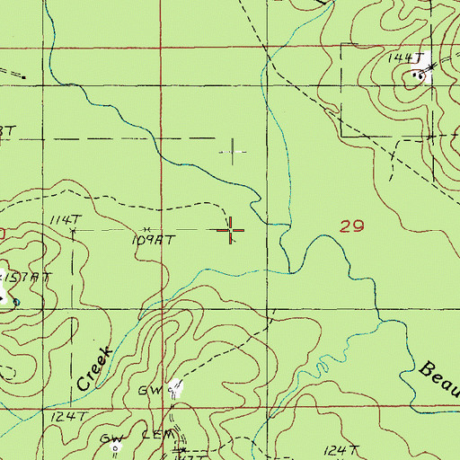 Topographic Map of Hart Creek, LA