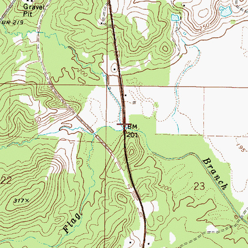 Topographic Map of Hartman Branch, LA
