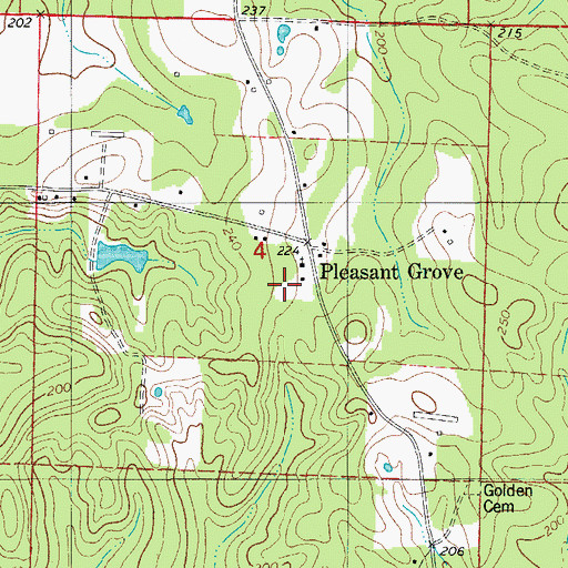 Topographic Map of Pleasant Grove Church, AR