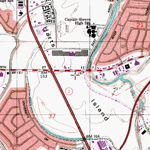 Topographic Map of Harts Island, LA