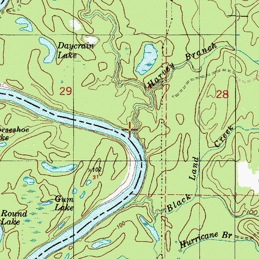 Topographic Map of Harvey Branch, LA