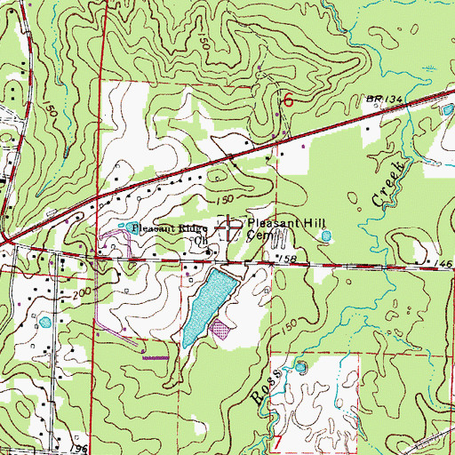 Topographic Map of Pleasant Hill Cemetery, AR