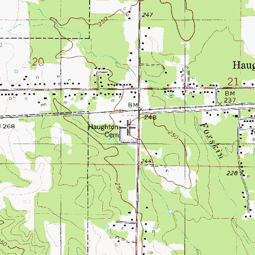 Topographic Map of Haughton Cemetery, LA