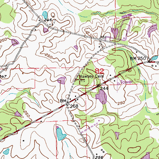 Topographic Map of Hawsey Cemetery, LA