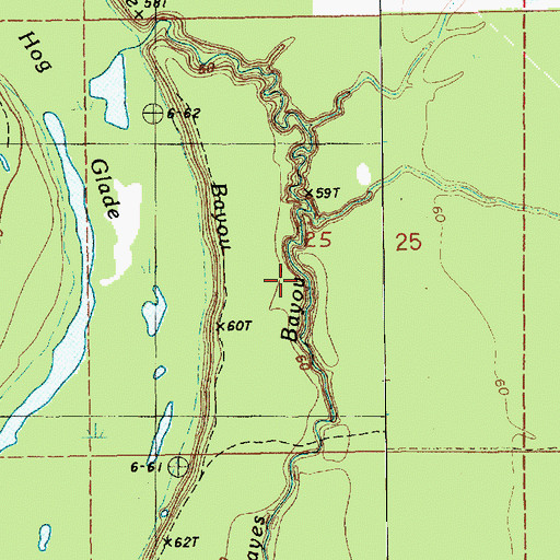 Topographic Map of Hayes Bayou, LA