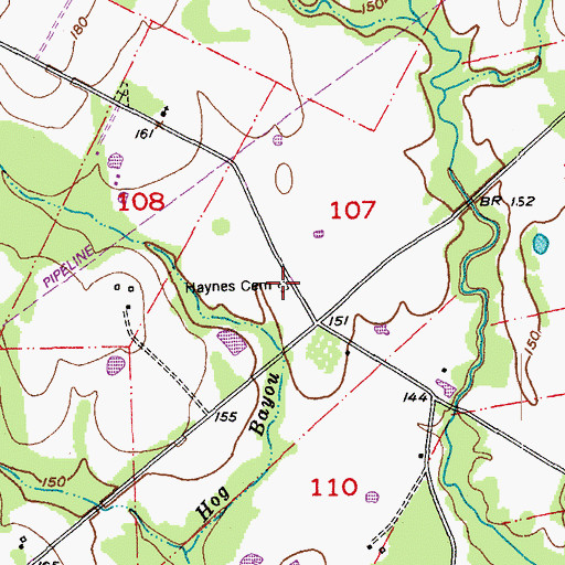 Topographic Map of Haynes Cemetery, LA
