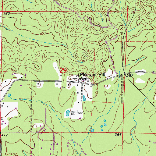 Topographic Map of Pleasant Hill Cemetery, AR