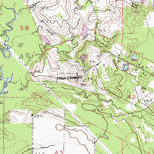 Topographic Map of Hays Cemetery, LA