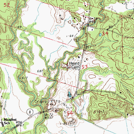 Topographic Map of Heard Cemetery, LA
