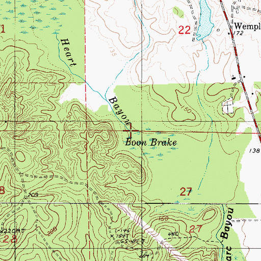Topographic Map of Heart Bayou, LA