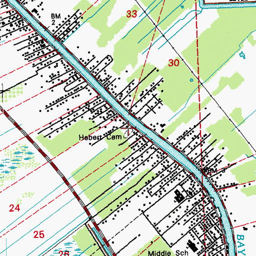 Topographic Map of Hebert Cemetery, LA