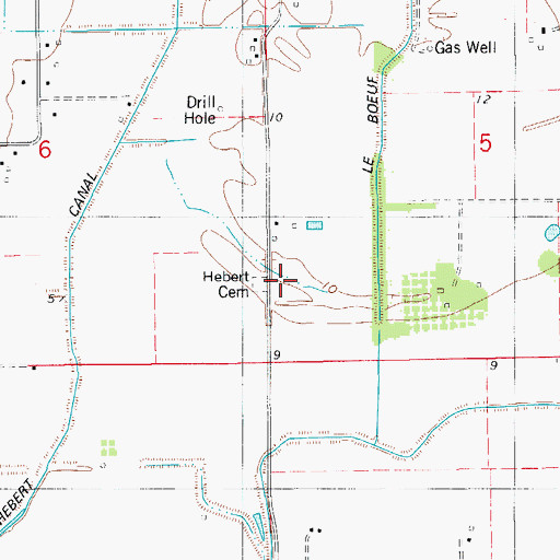 Topographic Map of Hebert Cemetery, LA