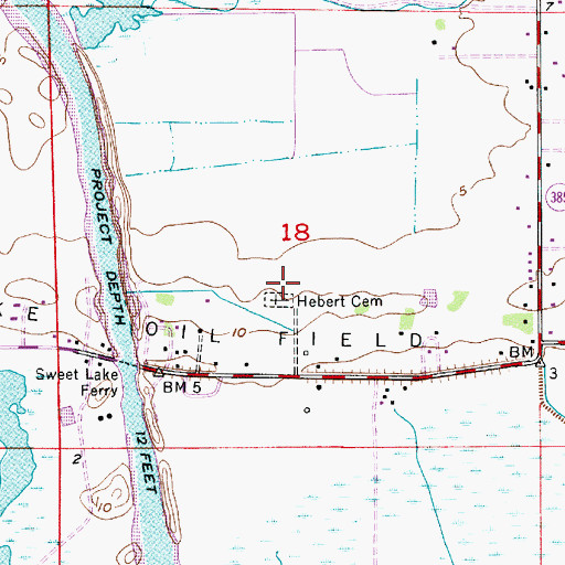 Topographic Map of Hebert Cemetery, LA