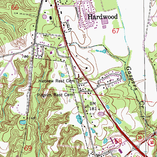 Topographic Map of Hebrew Rest Cemetery, LA